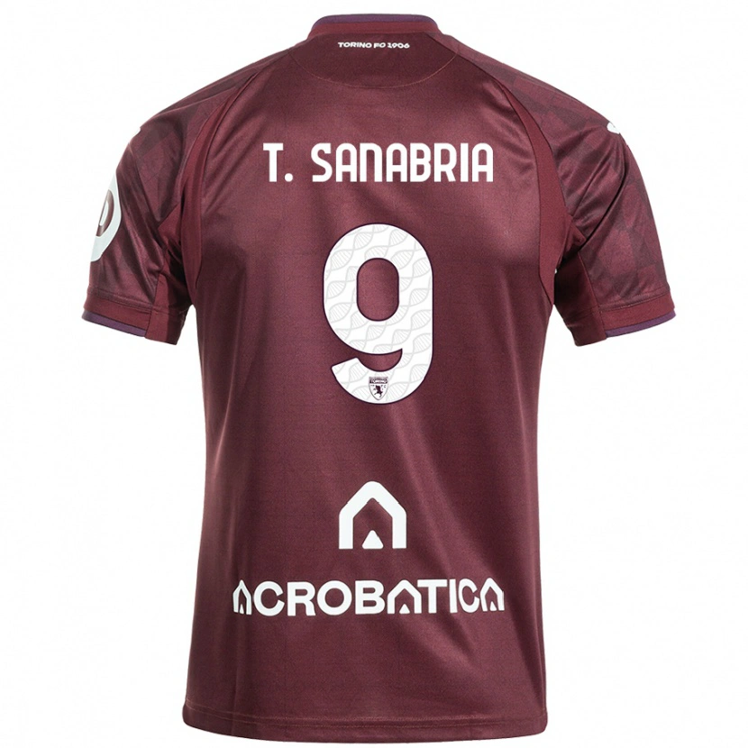 Danxen Enfant Maillot Antonio Sanabria #9 Bordeaux Blanc Tenues Domicile 2024/25 T-Shirt