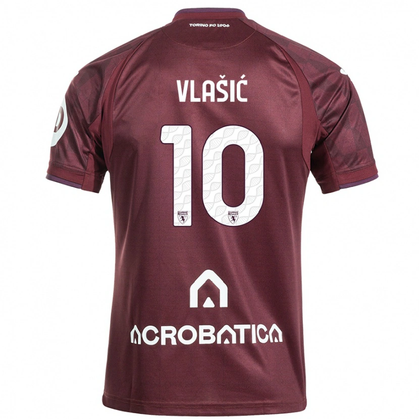 Danxen Enfant Maillot Nikola Vlašić #10 Bordeaux Blanc Tenues Domicile 2024/25 T-Shirt