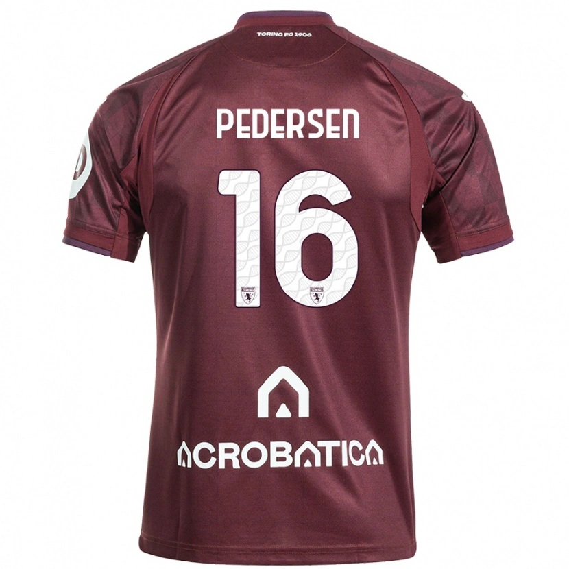 Danxen Enfant Maillot Marcus Pedersen #16 Bordeaux Blanc Tenues Domicile 2024/25 T-Shirt