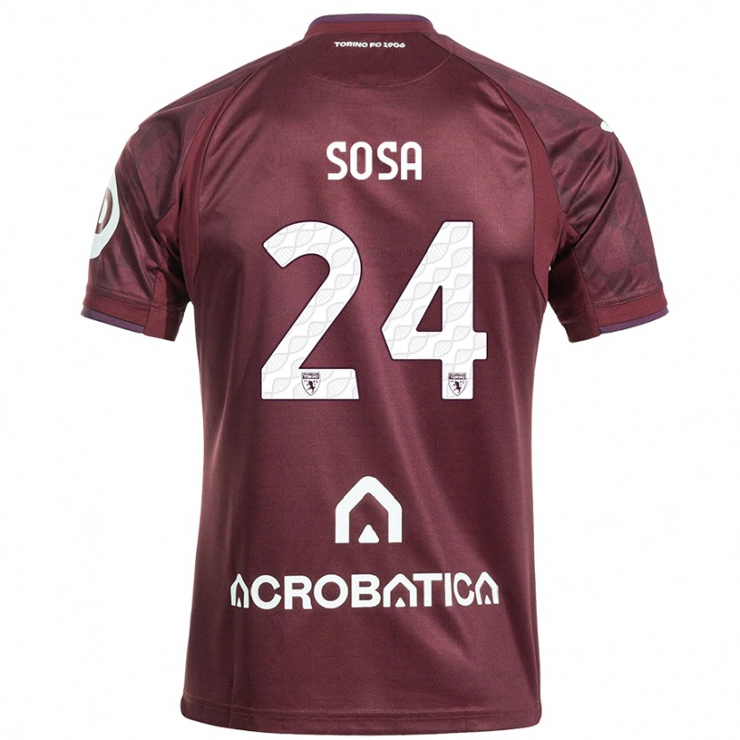 Danxen Enfant Maillot Borna Sosa #24 Bordeaux Blanc Tenues Domicile 2024/25 T-Shirt