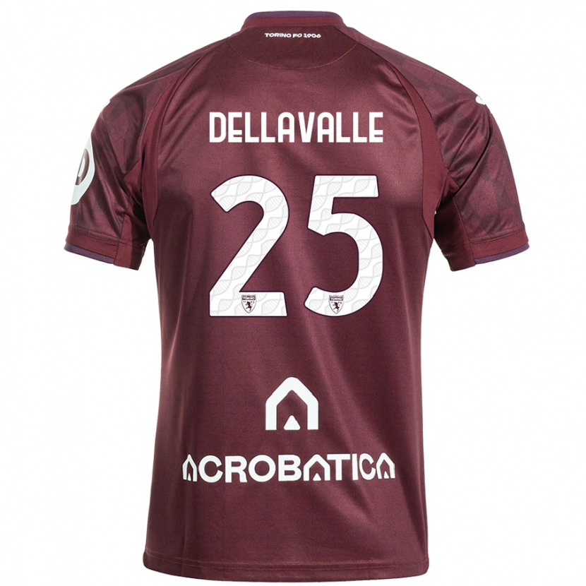 Danxen Enfant Maillot Alessandro Dellavalle #25 Bordeaux Blanc Tenues Domicile 2024/25 T-Shirt