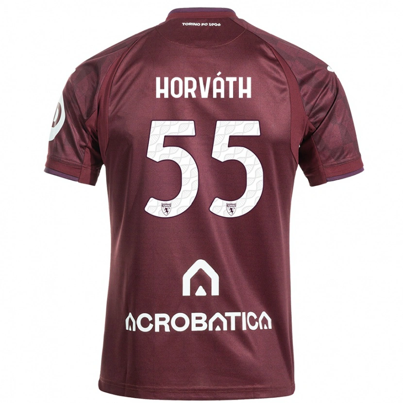 Danxen Enfant Maillot Krisztofer Horváth #55 Bordeaux Blanc Tenues Domicile 2024/25 T-Shirt