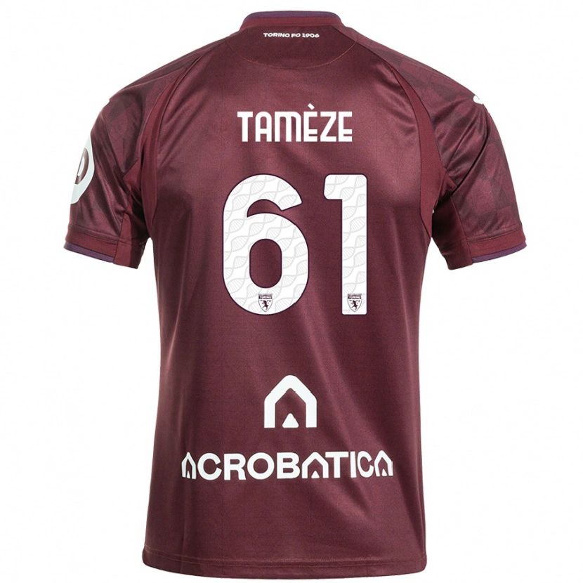 Danxen Enfant Maillot Adrien Tamèze #61 Bordeaux Blanc Tenues Domicile 2024/25 T-Shirt