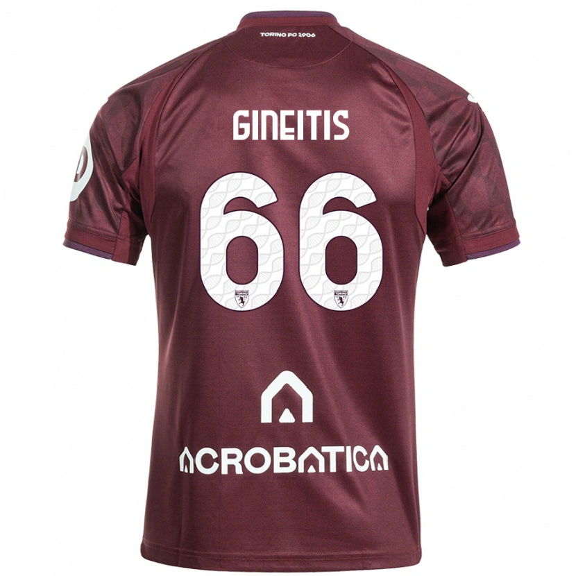 Danxen Enfant Maillot Gvidas Gineitis #66 Bordeaux Blanc Tenues Domicile 2024/25 T-Shirt