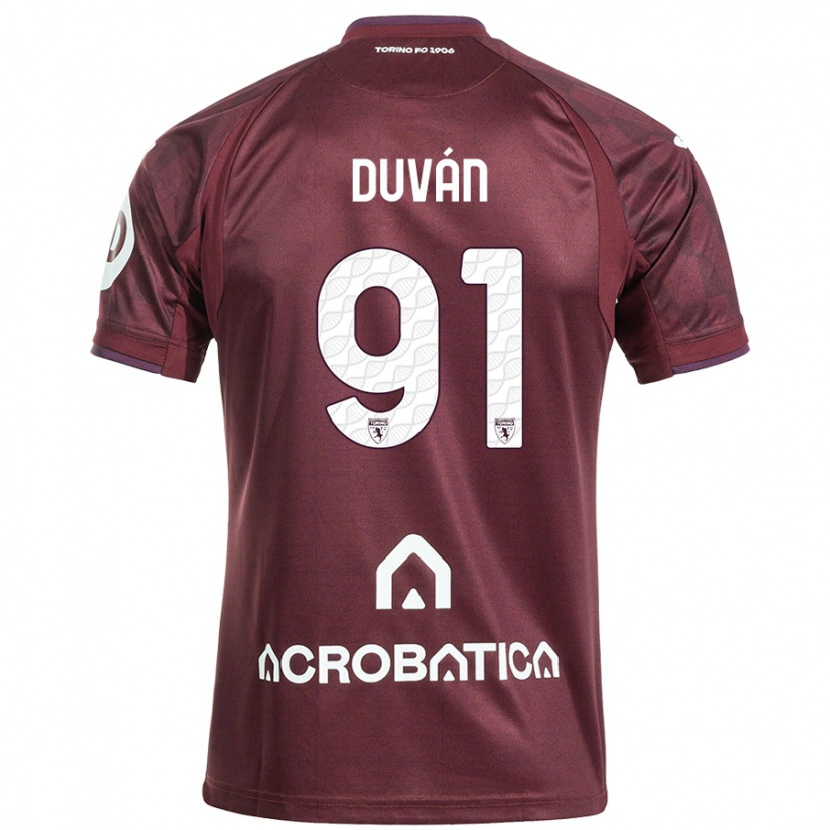 Danxen Enfant Maillot Duván Zapata #91 Bordeaux Blanc Tenues Domicile 2024/25 T-Shirt