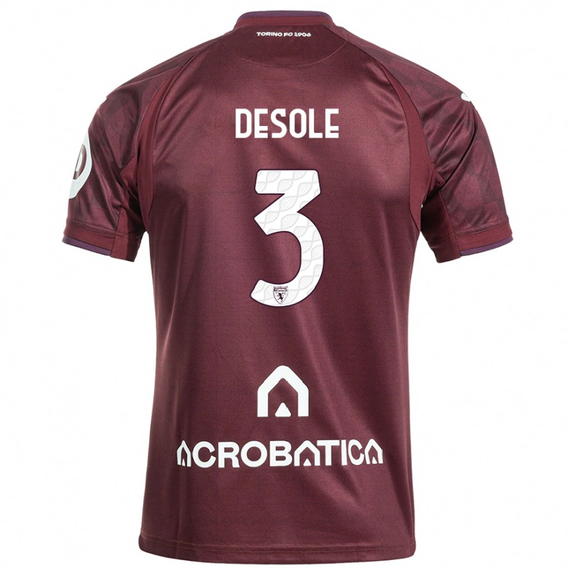 Danxen Enfant Maillot Fabio Desole #3 Bordeaux Blanc Tenues Domicile 2024/25 T-Shirt