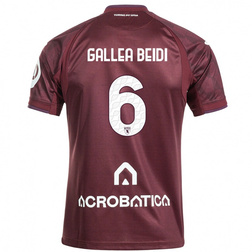 Danxen Enfant Maillot Francesco Gallea Beidi #6 Bordeaux Blanc Tenues Domicile 2024/25 T-Shirt