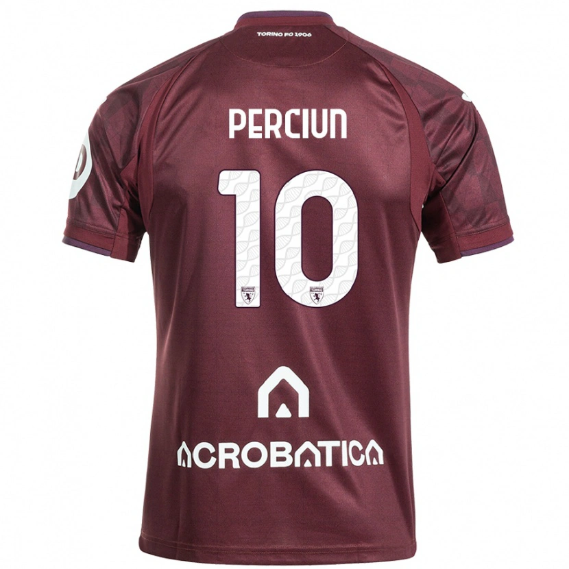 Danxen Enfant Maillot Sergiu Perciun #10 Bordeaux Blanc Tenues Domicile 2024/25 T-Shirt