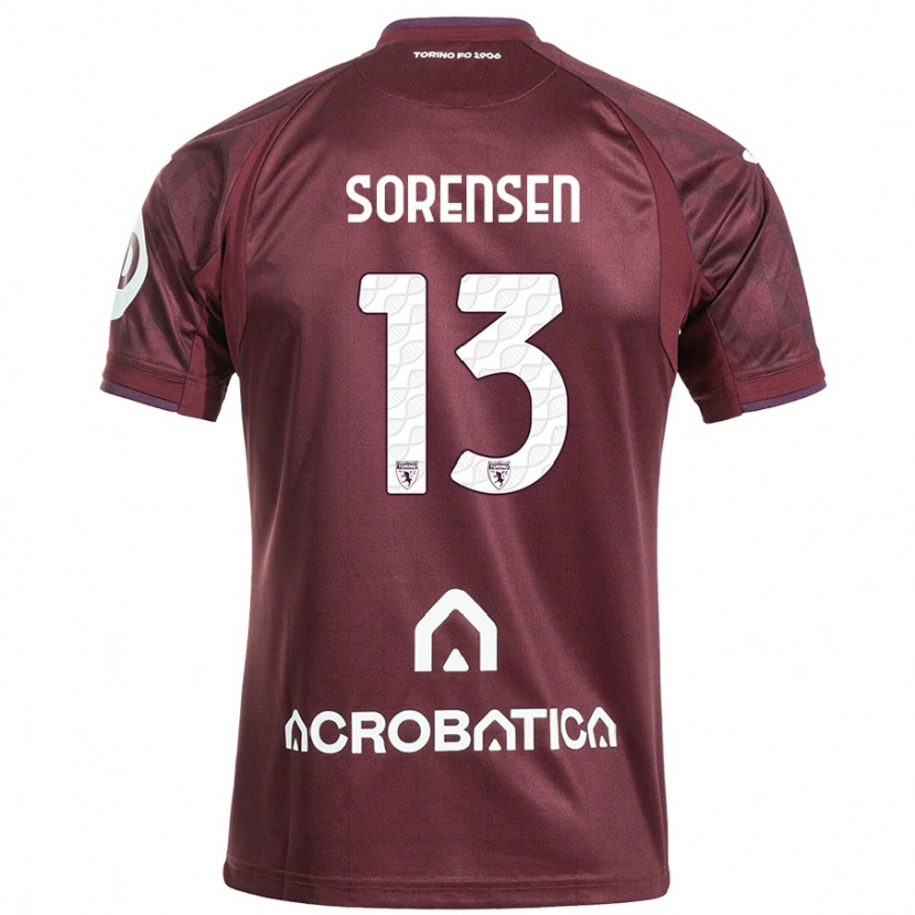 Danxen Enfant Maillot Ben Sørensen #13 Bordeaux Blanc Tenues Domicile 2024/25 T-Shirt