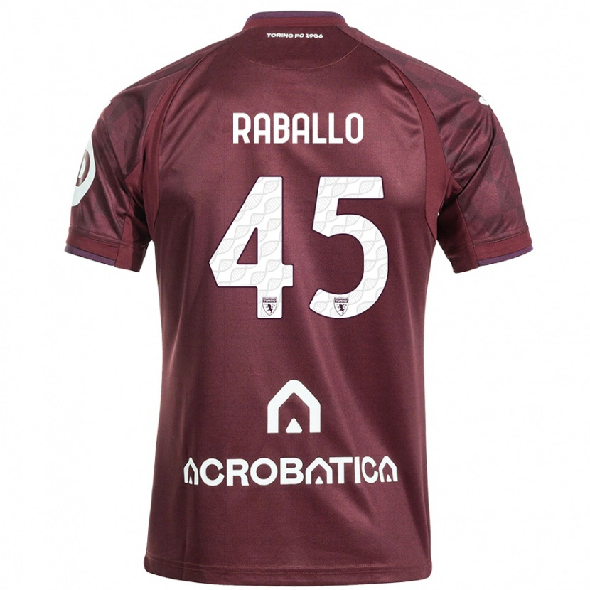 Danxen Enfant Maillot Alessio Raballo #45 Bordeaux Blanc Tenues Domicile 2024/25 T-Shirt