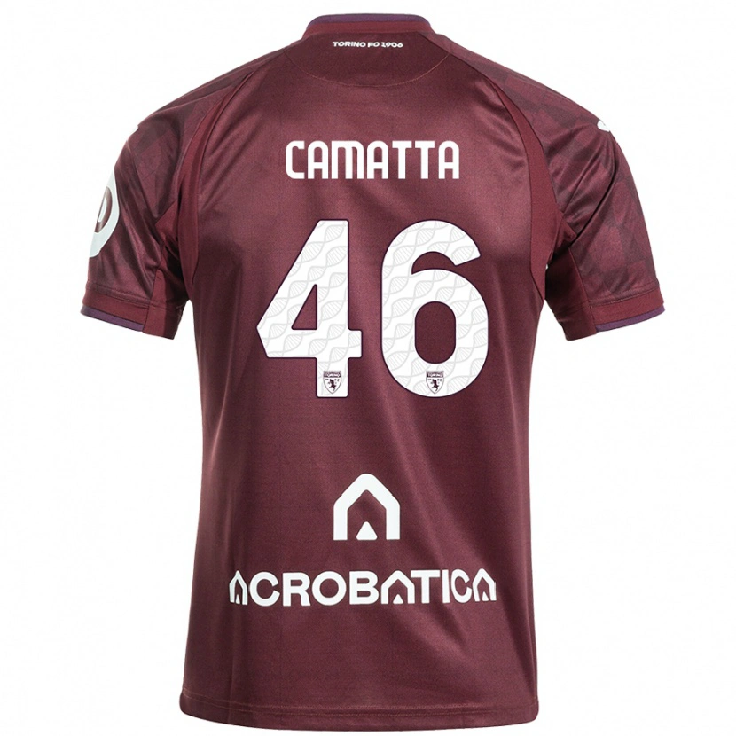 Danxen Enfant Maillot Alessandro Camatta #46 Bordeaux Blanc Tenues Domicile 2024/25 T-Shirt