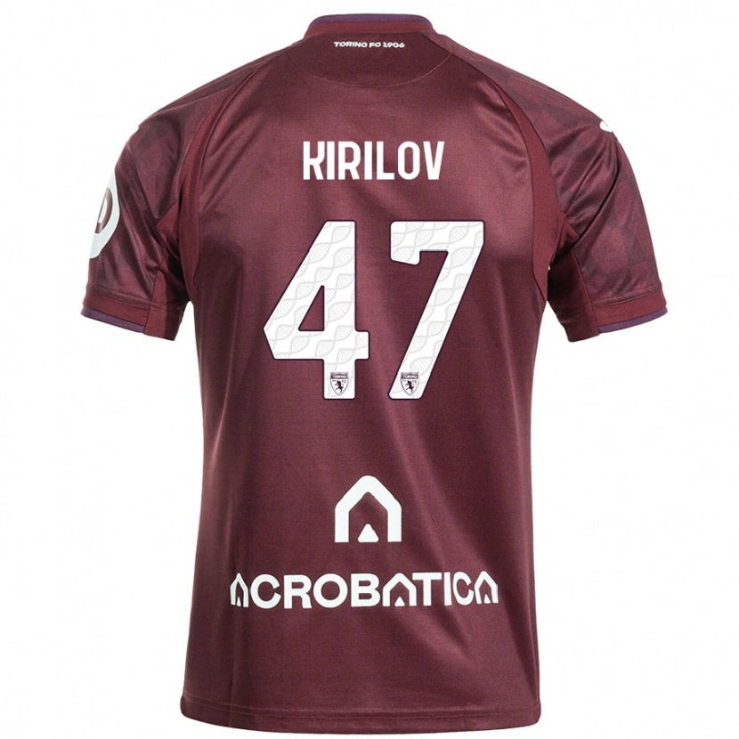 Danxen Enfant Maillot Martin Kirilov #47 Bordeaux Blanc Tenues Domicile 2024/25 T-Shirt