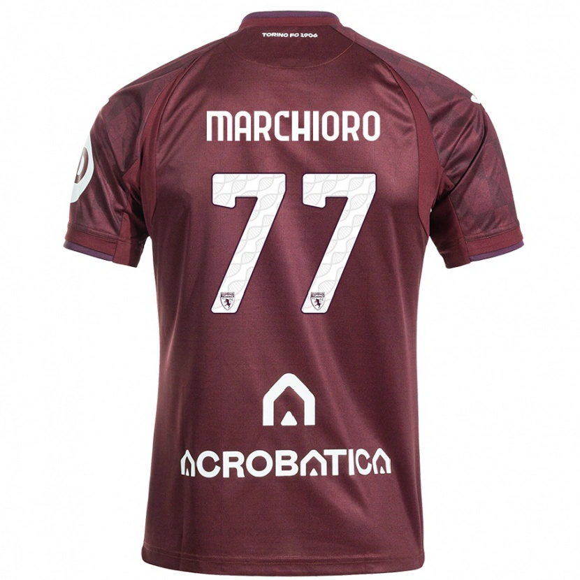 Danxen Enfant Maillot Raffaele Marchioro #77 Bordeaux Blanc Tenues Domicile 2024/25 T-Shirt