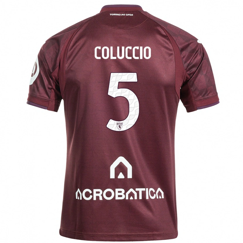 Danxen Enfant Maillot Francesca Coluccio #5 Bordeaux Blanc Tenues Domicile 2024/25 T-Shirt