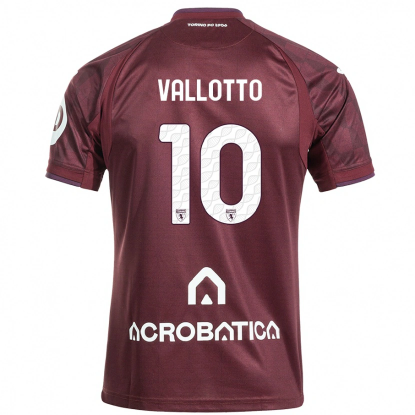 Danxen Enfant Maillot Greta Vallotto #10 Bordeaux Blanc Tenues Domicile 2024/25 T-Shirt