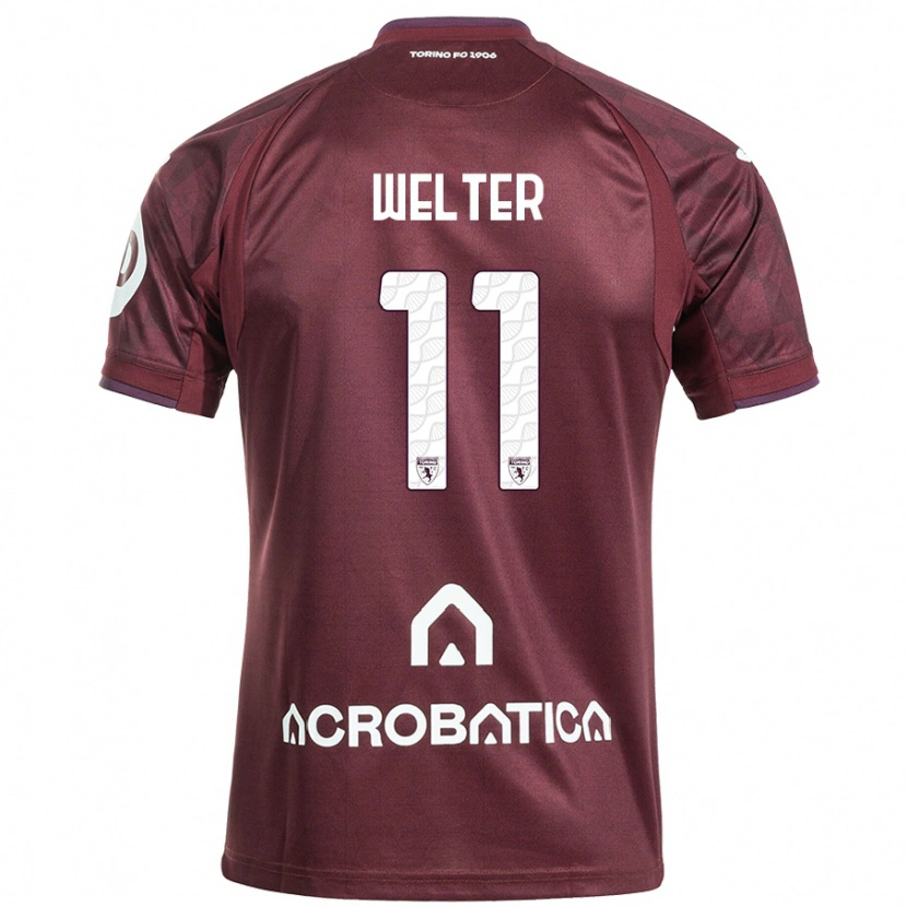 Danxen Enfant Maillot Francesca Welter #11 Bordeaux Blanc Tenues Domicile 2024/25 T-Shirt