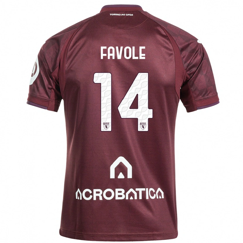 Danxen Enfant Maillot Annalisa Favole #14 Bordeaux Blanc Tenues Domicile 2024/25 T-Shirt