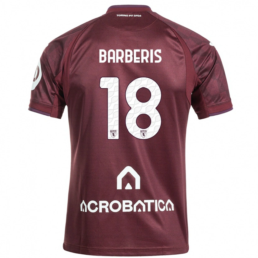 Danxen Enfant Maillot Laura Barberis #18 Bordeaux Blanc Tenues Domicile 2024/25 T-Shirt