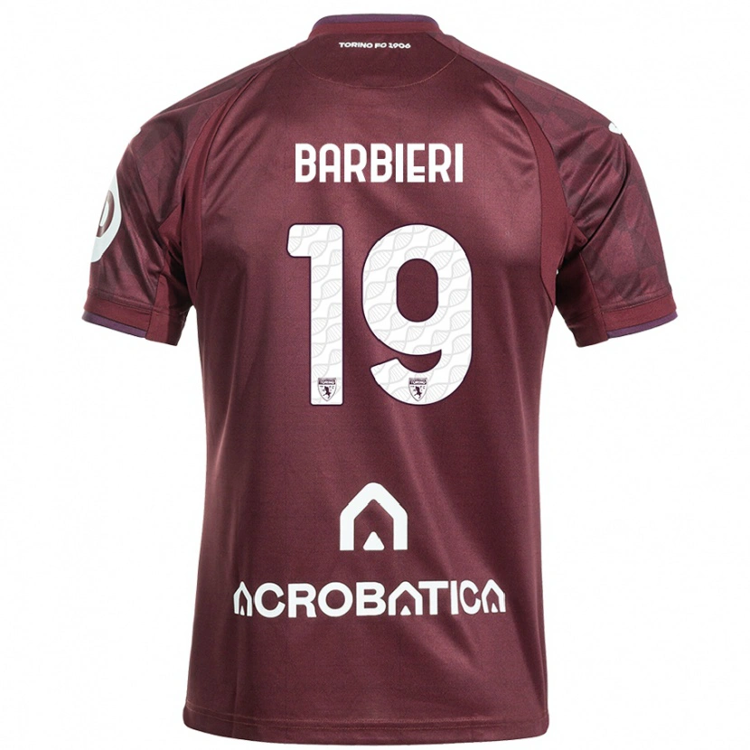 Danxen Enfant Maillot Raffaella Barbieri #19 Bordeaux Blanc Tenues Domicile 2024/25 T-Shirt