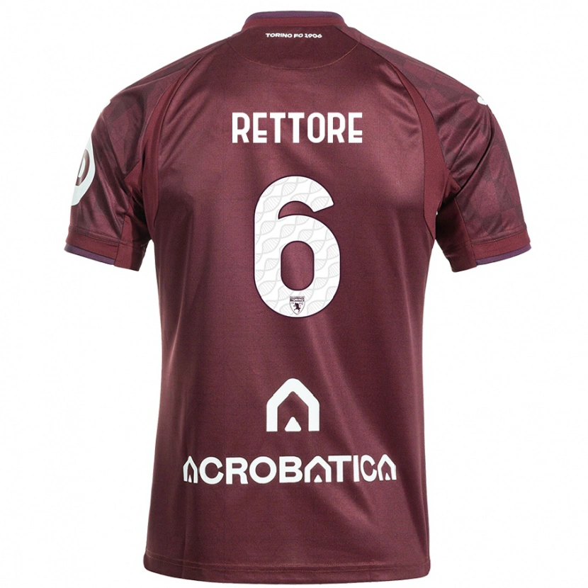 Danxen Enfant Maillot Mirko Rettore #6 Bordeaux Blanc Tenues Domicile 2024/25 T-Shirt