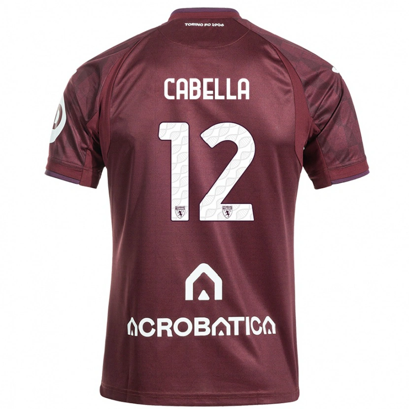 Danxen Enfant Maillot Matteo Cabella #12 Bordeaux Blanc Tenues Domicile 2024/25 T-Shirt