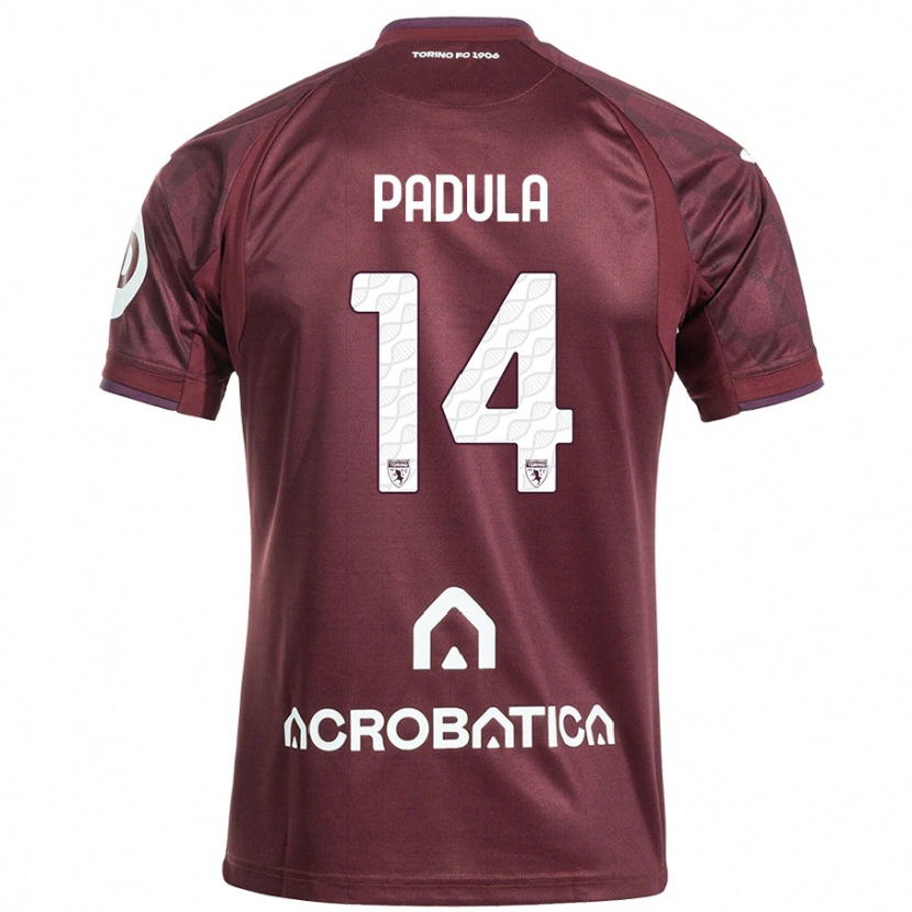 Danxen Enfant Maillot Cristian Padula #14 Bordeaux Blanc Tenues Domicile 2024/25 T-Shirt