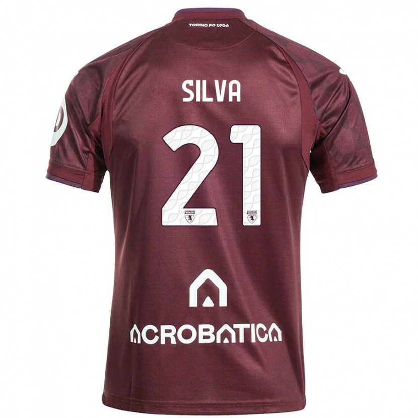 Danxen Enfant Maillot Jonathan Silva #21 Bordeaux Blanc Tenues Domicile 2024/25 T-Shirt