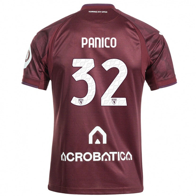 Danxen Enfant Maillot Patrizia Panico #32 Bordeaux Blanc Tenues Domicile 2024/25 T-Shirt