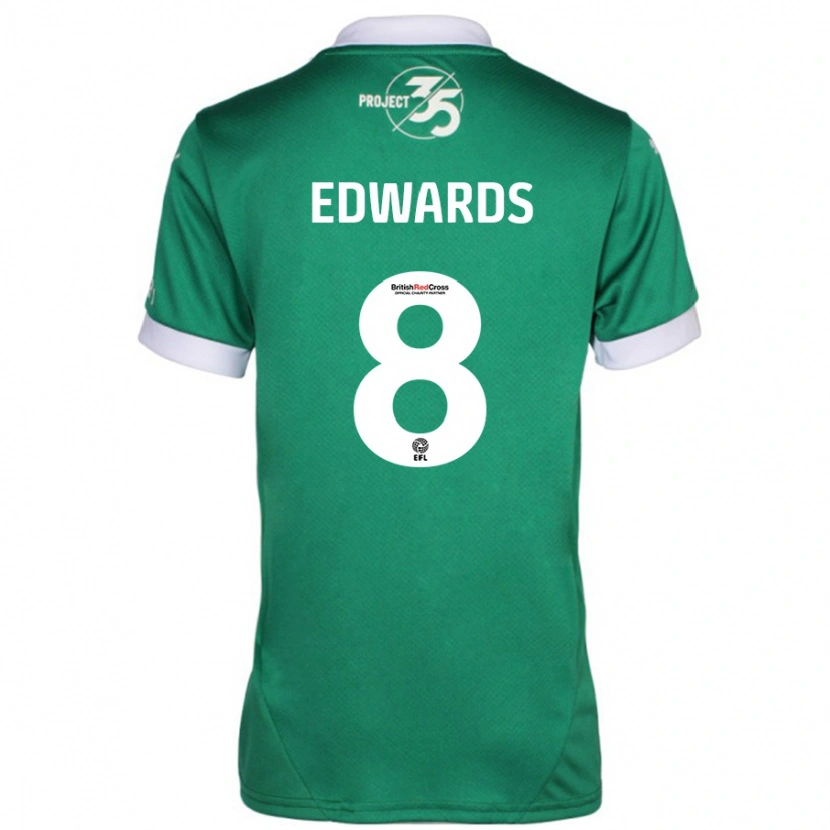 Danxen Enfant Maillot Joe Edwards #8 Vert Blanc Tenues Domicile 2024/25 T-Shirt