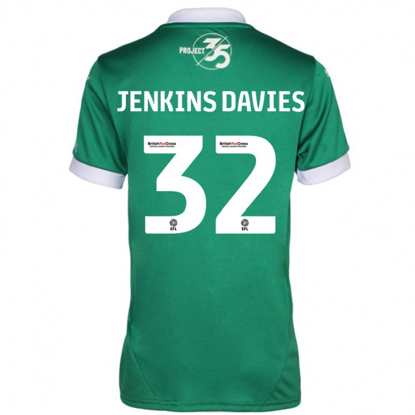 Danxen Enfant Maillot Will Jenkins-Davies #32 Vert Blanc Tenues Domicile 2024/25 T-Shirt