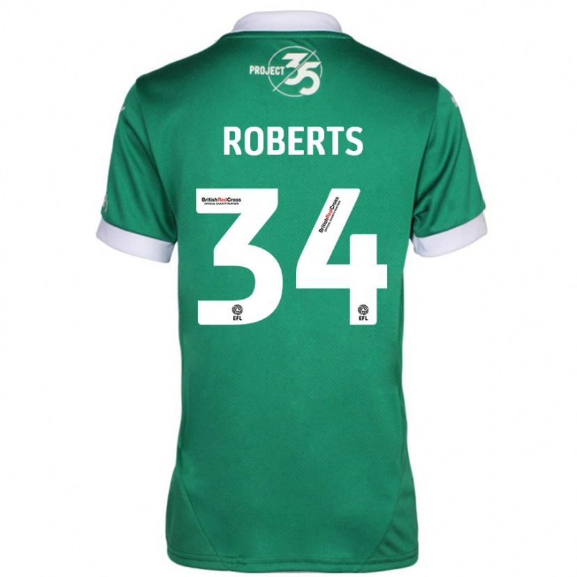 Danxen Enfant Maillot Caleb Roberts #34 Vert Blanc Tenues Domicile 2024/25 T-Shirt