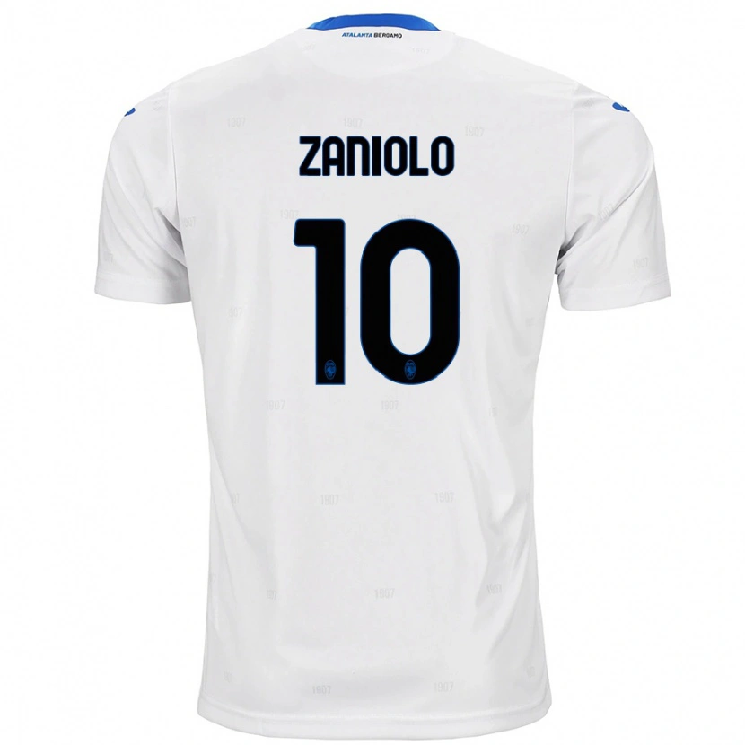 Danxen Enfant Maillot Nicolò Zaniolo #10 Blanc Tenues Extérieur 2024/25 T-Shirt