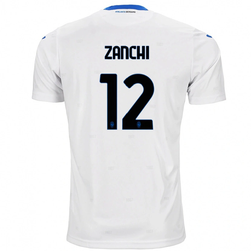 Danxen Enfant Maillot Edoardo Zanchi #12 Blanc Tenues Extérieur 2024/25 T-Shirt