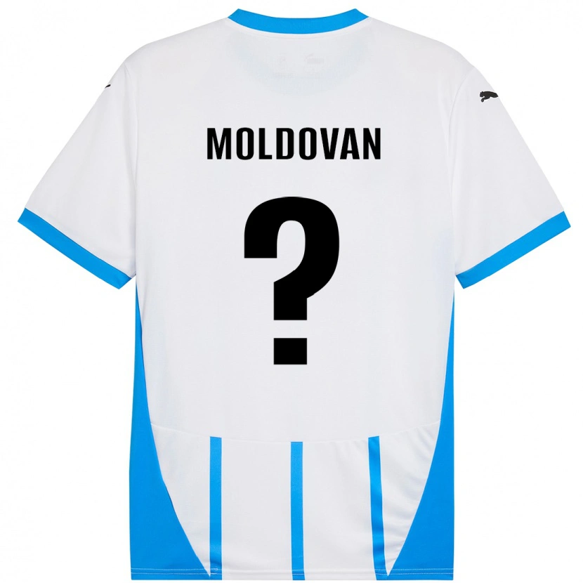 Danxen Enfant Maillot Horațiu Moldovan #0 Blanc Bleu Tenues Extérieur 2024/25 T-Shirt