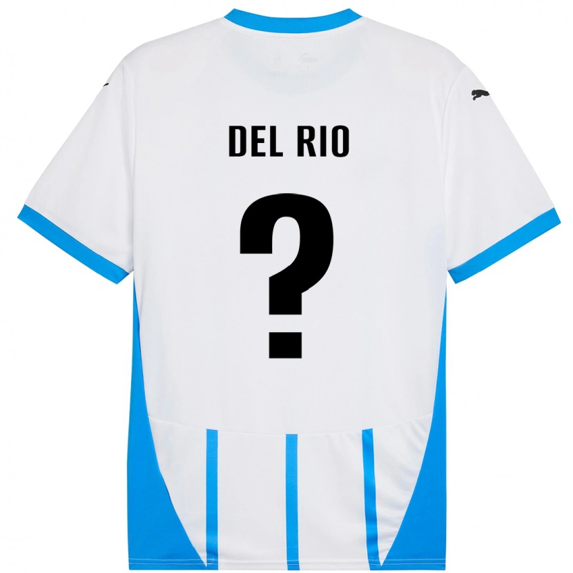 Danxen Enfant Maillot Davide Del Rio #0 Blanc Bleu Tenues Extérieur 2024/25 T-Shirt