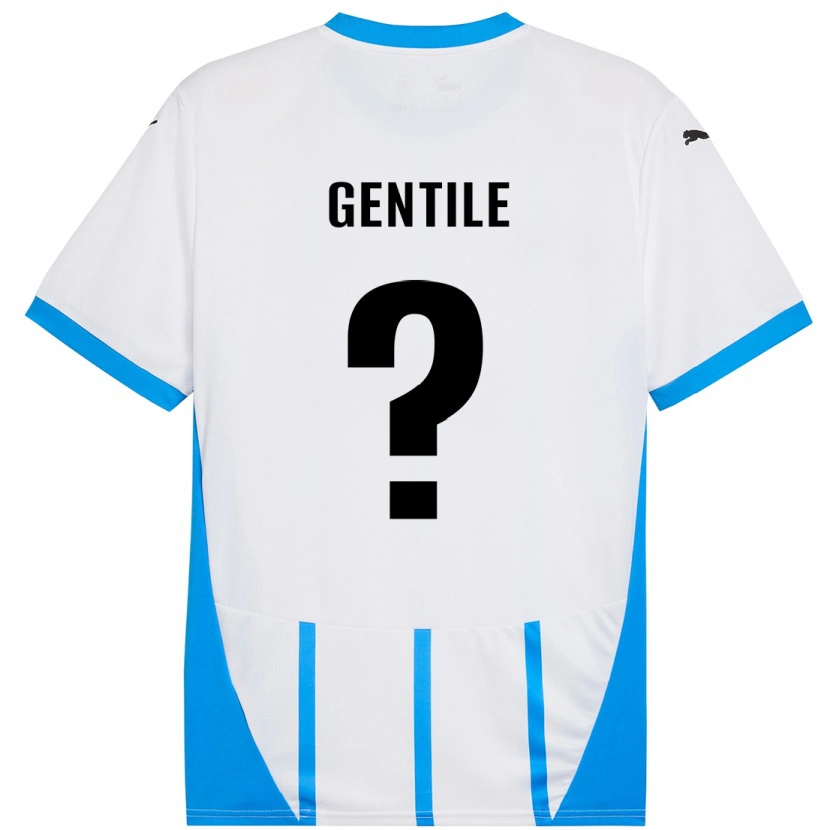 Danxen Enfant Maillot Raffaele Gentile #0 Blanc Bleu Tenues Extérieur 2024/25 T-Shirt