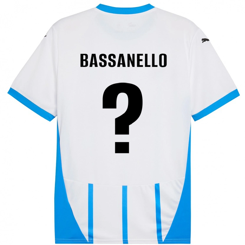 Danxen Enfant Maillot Davide Bassanello #0 Blanc Bleu Tenues Extérieur 2024/25 T-Shirt