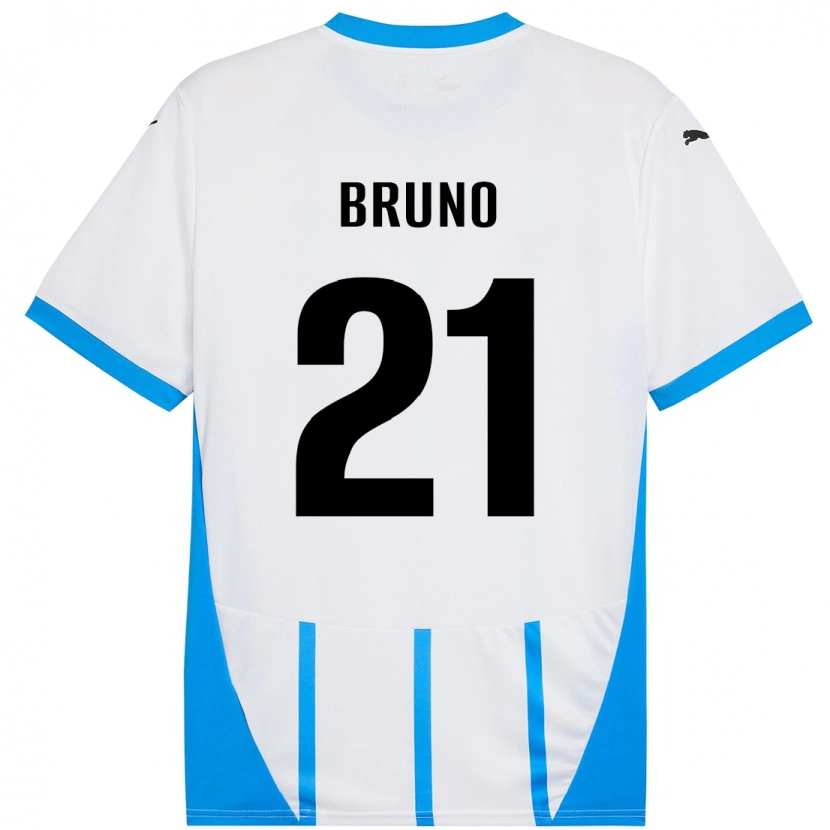 Danxen Enfant Maillot Kevin Bruno #21 Blanc Bleu Tenues Extérieur 2024/25 T-Shirt