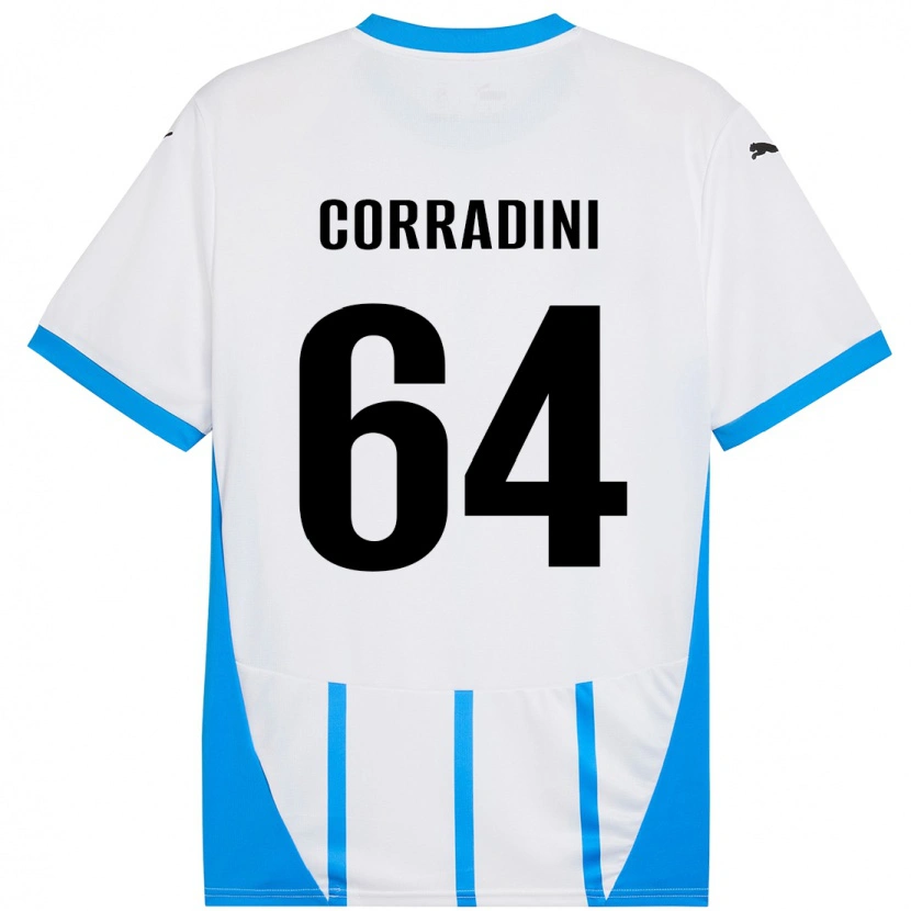 Danxen Enfant Maillot Francesco Corradini #64 Blanc Bleu Tenues Extérieur 2024/25 T-Shirt