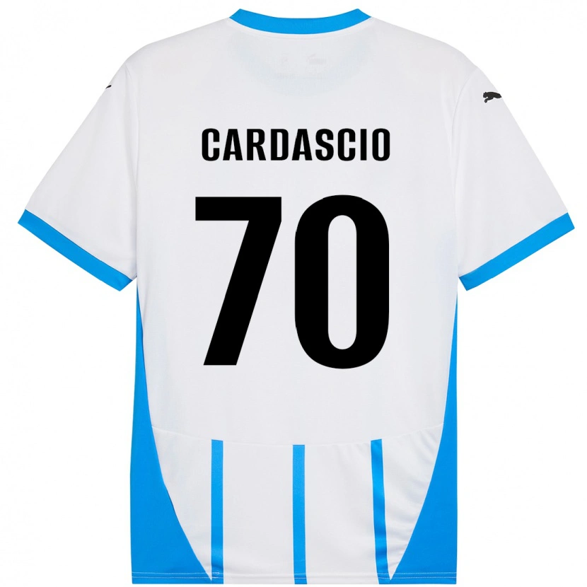 Danxen Enfant Maillot Alessandro Cardascio #70 Blanc Bleu Tenues Extérieur 2024/25 T-Shirt