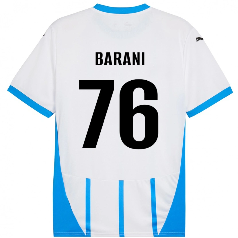 Danxen Enfant Maillot Luca Barani #76 Blanc Bleu Tenues Extérieur 2024/25 T-Shirt