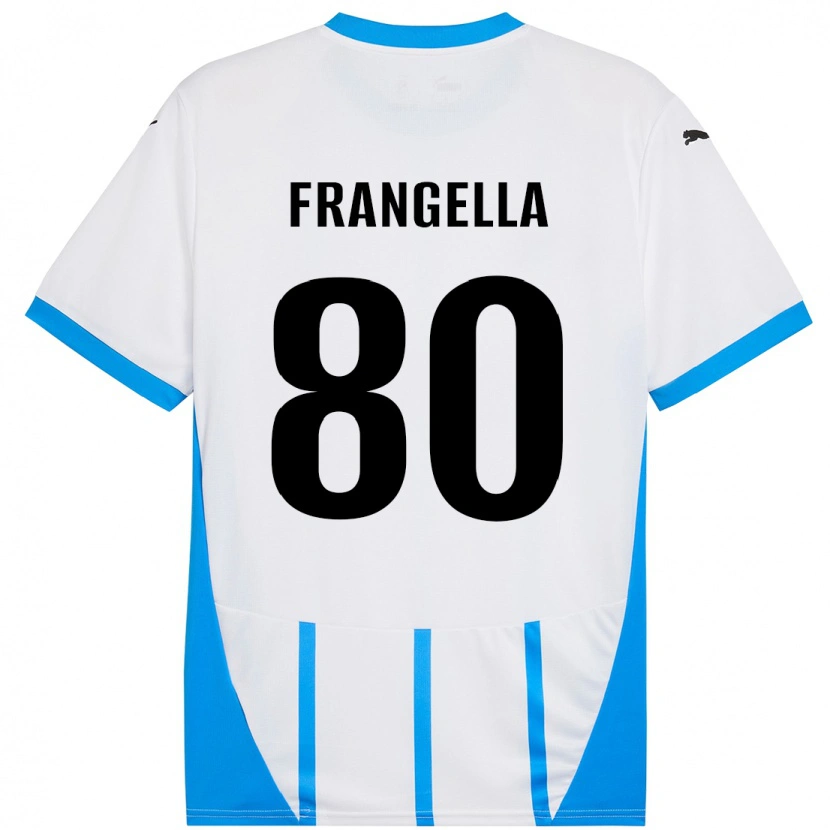 Danxen Enfant Maillot Christian Frangella #80 Blanc Bleu Tenues Extérieur 2024/25 T-Shirt