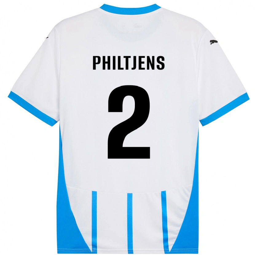 Danxen Enfant Maillot Davina Philtjens #2 Blanc Bleu Tenues Extérieur 2024/25 T-Shirt