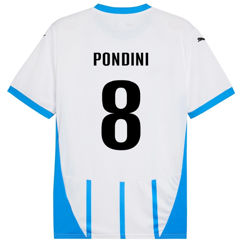 Danxen Enfant Maillot Giada Pondini #8 Blanc Bleu Tenues Extérieur 2024/25 T-Shirt