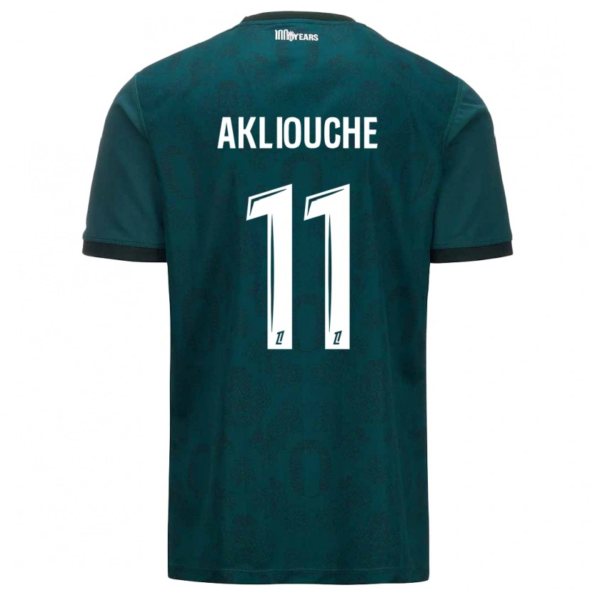 Danxen Enfant Maillot Maghnes Akliouche #11 Vert Foncé Tenues Extérieur 2024/25 T-Shirt