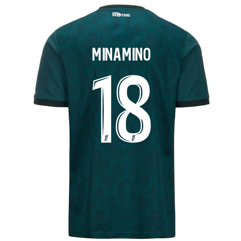 Danxen Enfant Maillot Takumi Minamino #18 Vert Foncé Tenues Extérieur 2024/25 T-Shirt