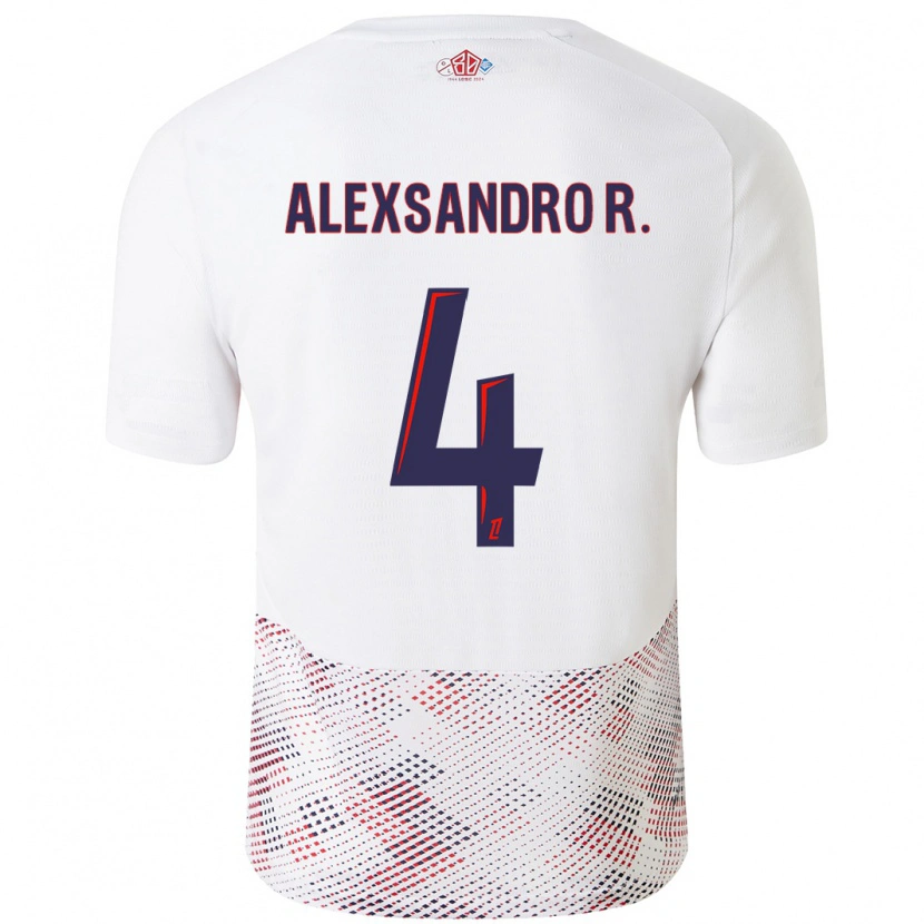 Danxen Enfant Maillot Alexsandro #4 Blanc Bleu Royal Tenues Extérieur 2024/25 T-Shirt