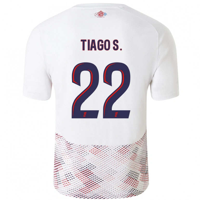 Danxen Enfant Maillot Tiago Santos #22 Blanc Bleu Royal Tenues Extérieur 2024/25 T-Shirt