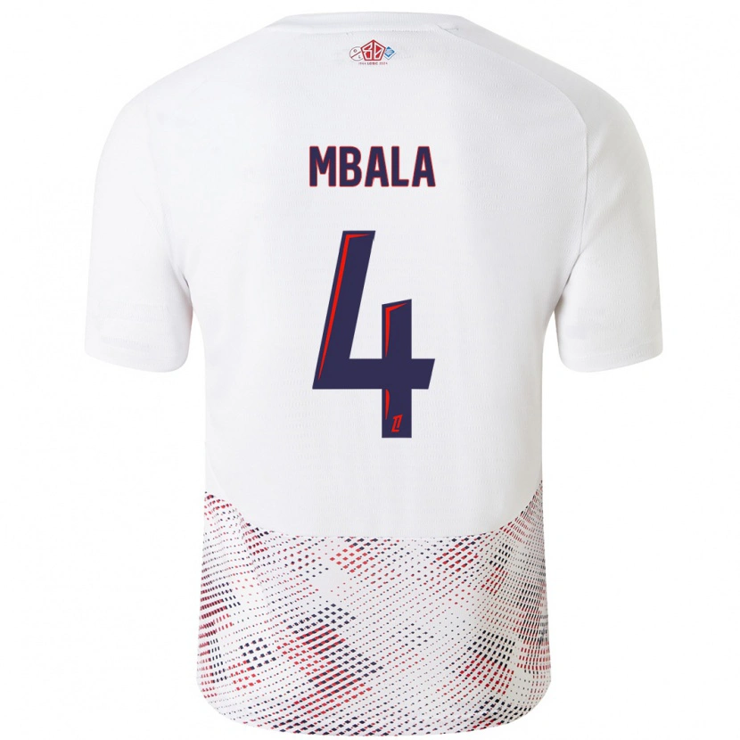 Danxen Enfant Maillot Olivia Mbala #4 Blanc Bleu Royal Tenues Extérieur 2024/25 T-Shirt