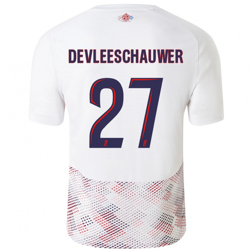 Danxen Enfant Maillot Gwenaëlle Devleeschauwer #27 Blanc Bleu Royal Tenues Extérieur 2024/25 T-Shirt